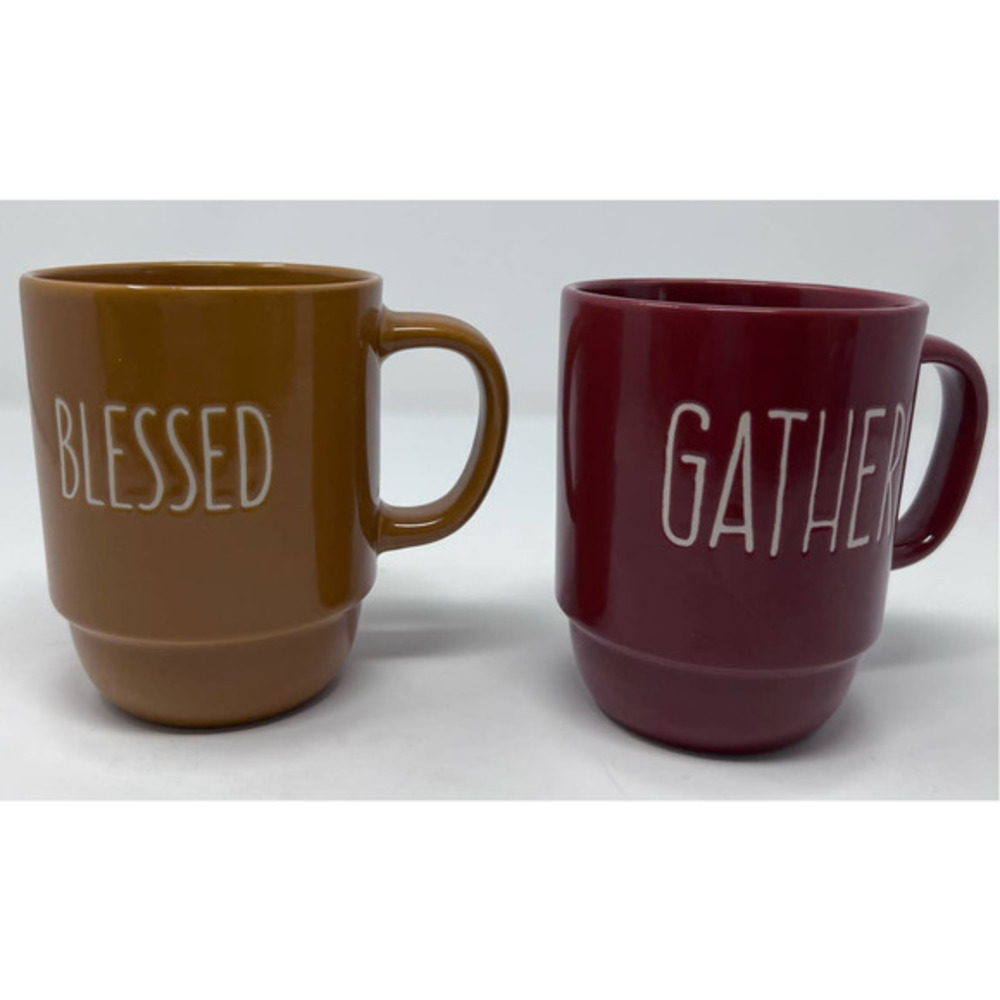 BW Boston Warehouse Blessed & Gather Mugs 4 1/2" Tall x‎ 3 1/2" Wide